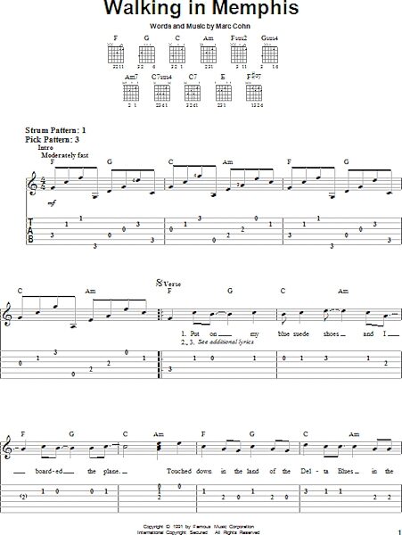 Walking In Memphis - Easy Guitar with TAB, New, Main
