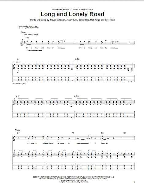 Long And Lonely Road - Guitar TAB, New, Main