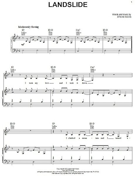 Landslide - Piano/Vocal/Guitar, New, Main