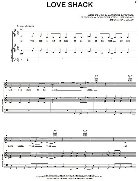 Love Shack - Piano/Vocal/Guitar, New, Main