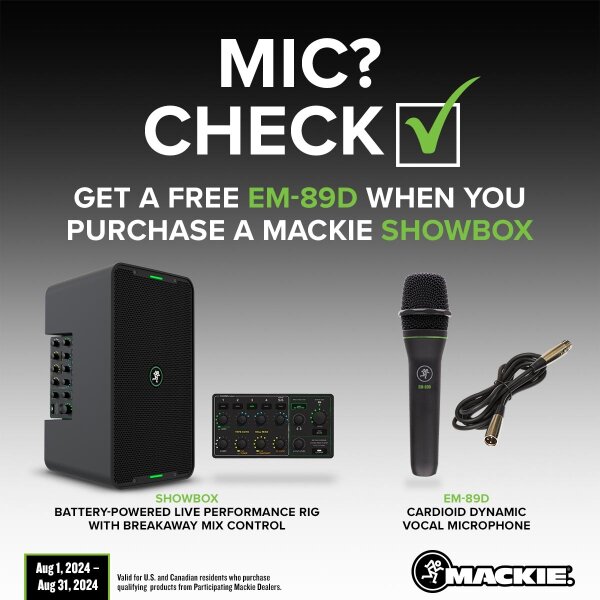 Mackie ShowBox Battery-Powered PA System, Bundle with EM-89D Microphone, Promo