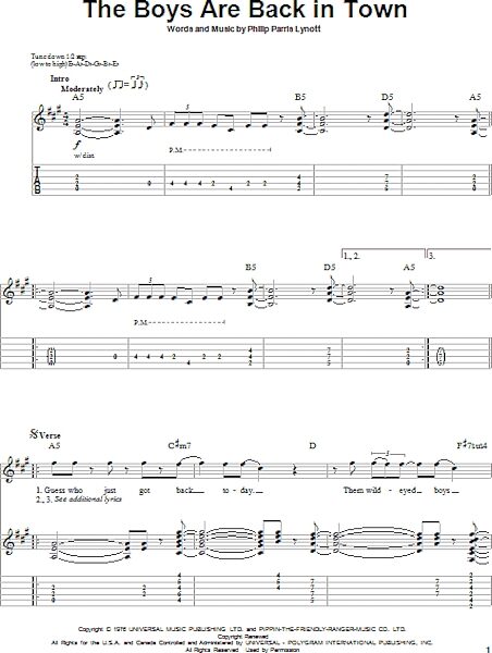 The Boys Are Back In Town - Guitar Tab Play-Along, New, Main