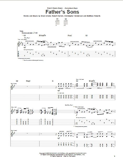 Father's Sons - Guitar TAB, New, Main