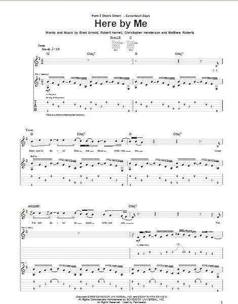Here By Me - Guitar TAB, New, Main