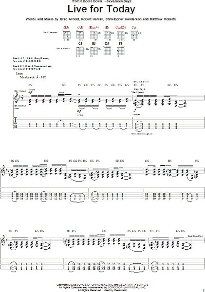 Live For Today - Guitar TAB, New, Main