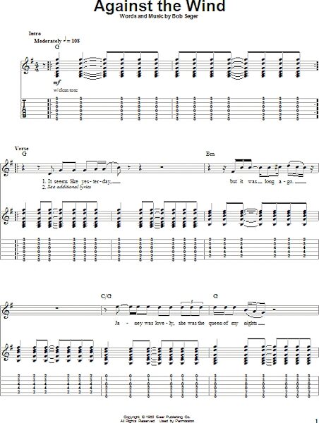 Against The Wind - Guitar Tab Play-Along, New, Main
