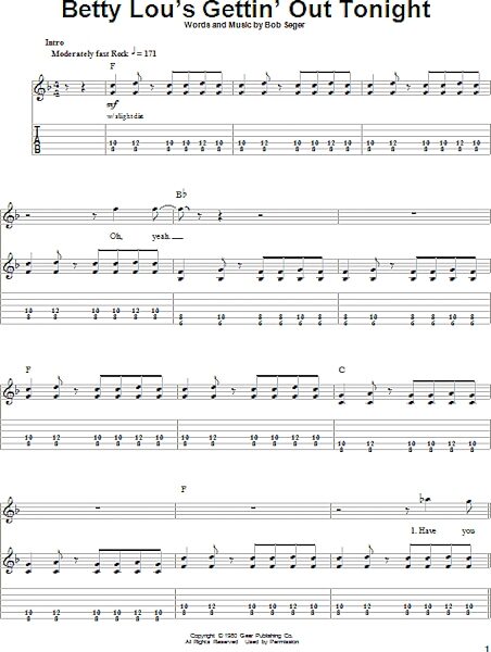 Betty Lou's Gettin' Out Tonight - Guitar Tab Play-Along, New, Main