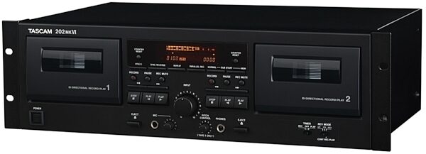 TASCAM 202mkVI Professional Dual Cassette Player, Angle