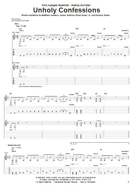 Unholy Confessions - Guitar TAB, New, Main