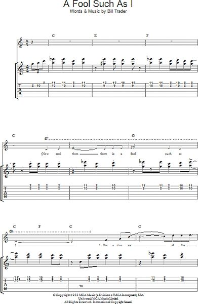 (Now And Then There's) A Fool Such As I - Guitar TAB, New, Main