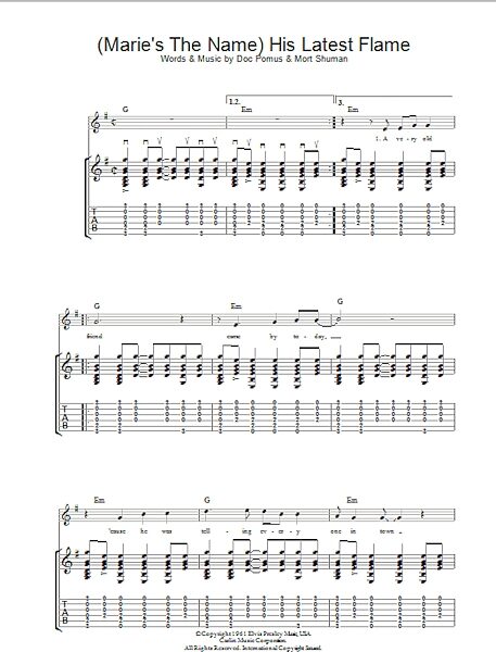 His Latest Flame - Guitar TAB, New, Main