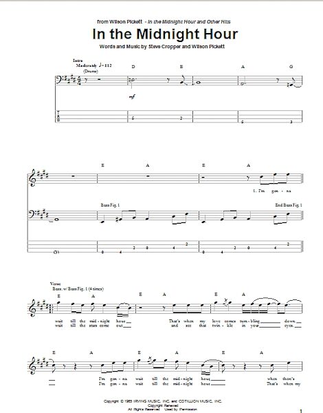 In The Midnight Hour - Bass Tab, New, Main