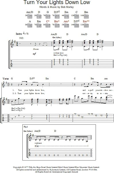 Turn Your Lights Down Low - Guitar TAB, New, Main