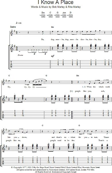 I Know A Place - Guitar TAB, New, Main