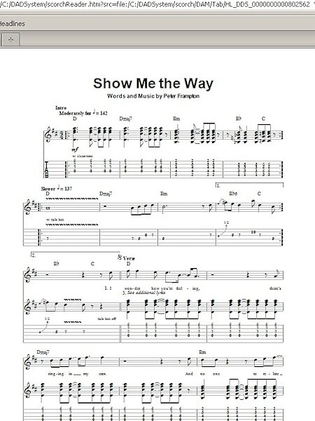 Show Me The Way - Guitar Tab Play-Along, New, Main