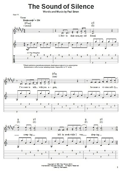 The Sound Of Silence - Guitar Tab Play-Along, New, Main