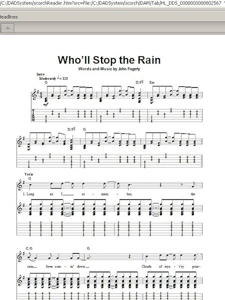 Who'll Stop The Rain - Guitar Tab Play-Along, New, Main