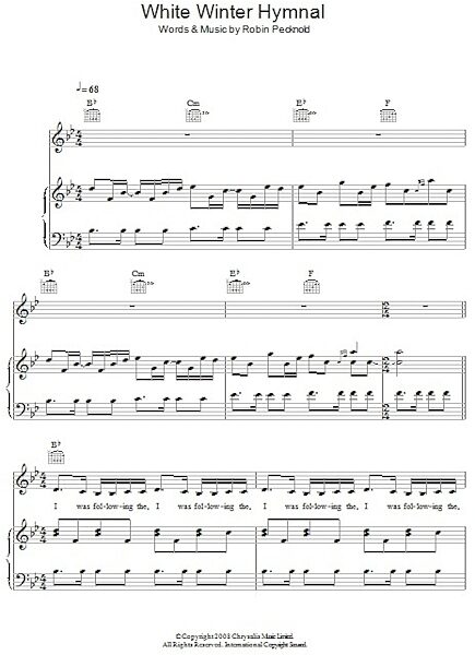 White Winter Hymnal - Piano/Vocal/Guitar, New, Main