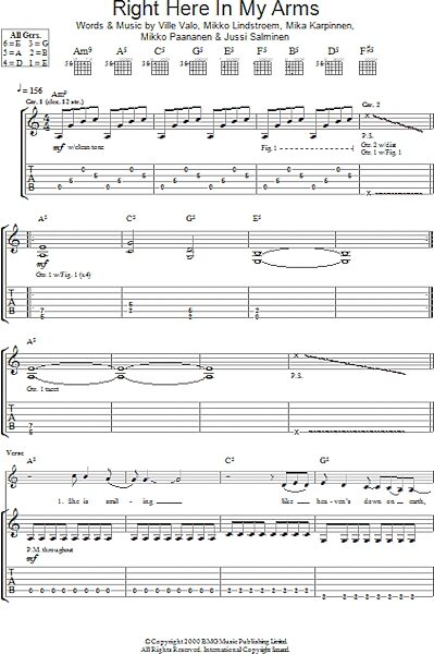 Right Here In My Arms - Guitar TAB, New, Main