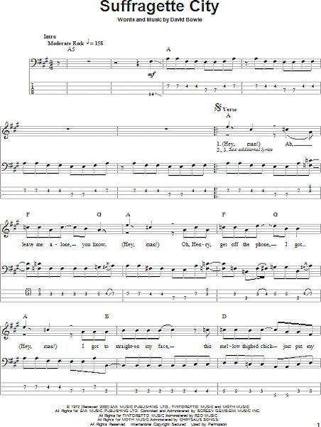Suffragette City - Bass Tab, New, Main