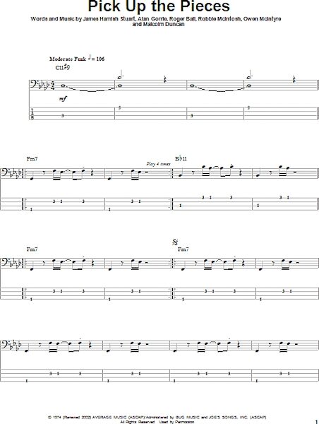 Pick Up The Pieces - Bass Tab, New, Main