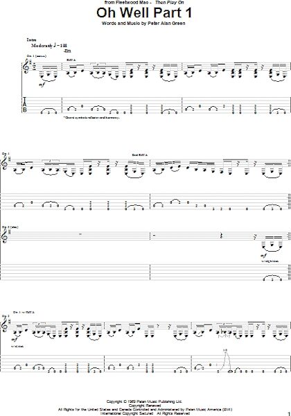 Oh Well Part 1 - Guitar TAB, New, Main