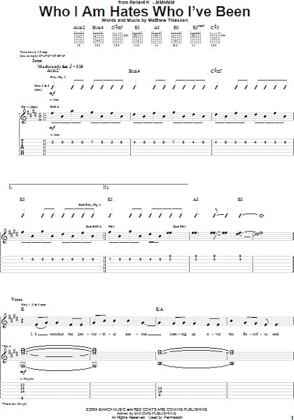 Who I Am Hates Who I've Been - Guitar TAB, New, Main