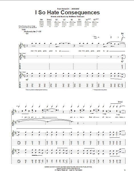 I So Hate Consequences - Guitar TAB, New, Main