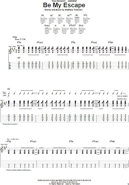 Be My Escape - Guitar TAB, New, Main