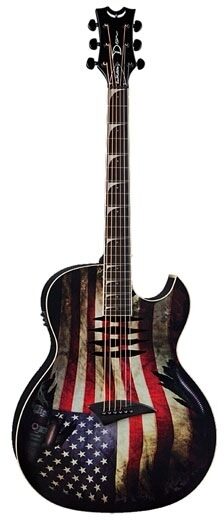Dean Mako Dave Mustaine Acoustic-Electric Guitar, USA Flag, Main