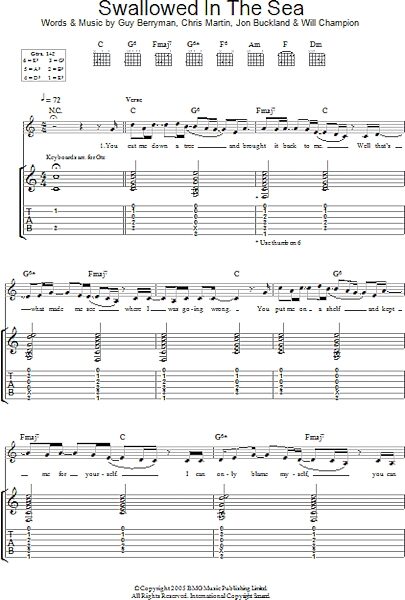 Swallowed In The Sea - Guitar TAB, New, Main
