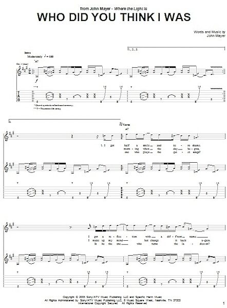 Who Did You Think I Was - Guitar TAB, New, Main