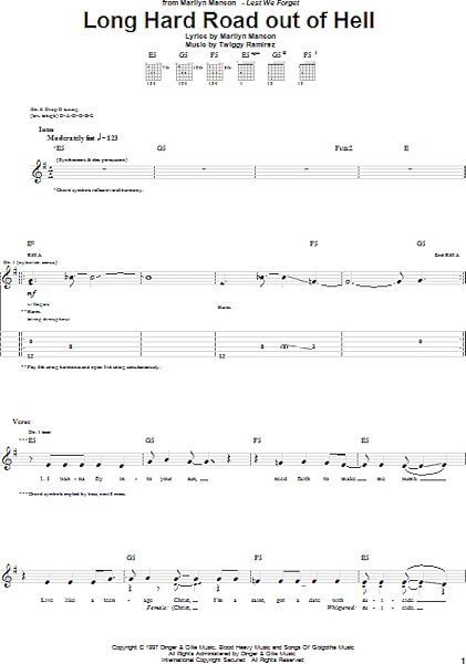 Long Hard Road Out Of Hell - Guitar TAB, New, Main