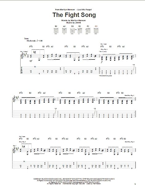 The Fight Song - Guitar TAB, New, Main
