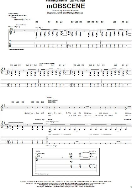 mOBSCENE - Guitar TAB, New, Main