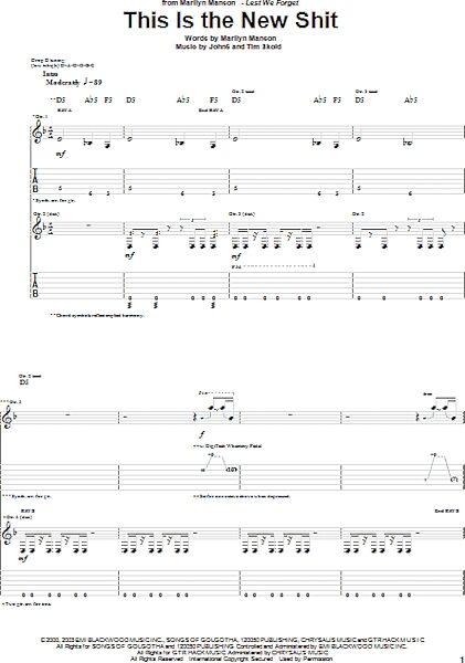 This Is The New Shit - Guitar TAB, New, Main