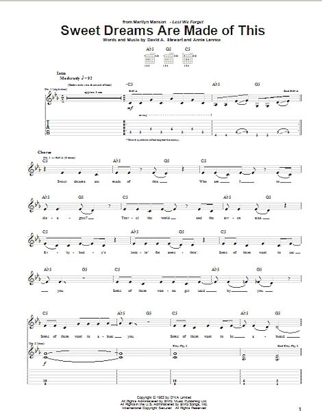 Sweet Dreams (Are Made Of This) - Guitar TAB, New, Main
