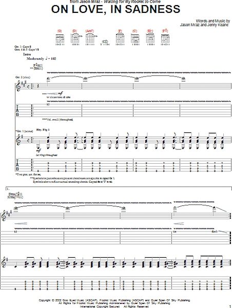 On Love, In Sadness - Guitar TAB, New, Main