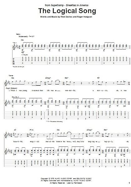 The Logical Song - Guitar TAB, New, Main