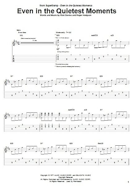 Even In The Quietest Moments - Guitar TAB, New, Main