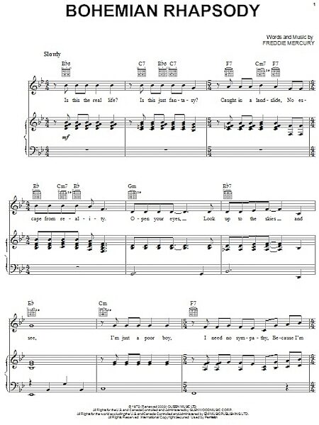 Bohemian Rhapsody - Piano/Vocal/Guitar, New, Main
