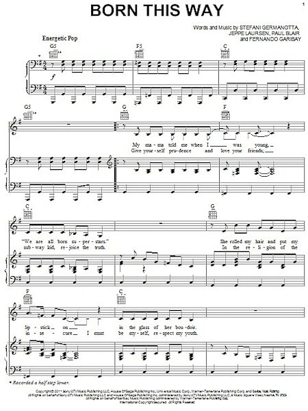 Born This Way - Piano/Vocal/Guitar, New, Main
