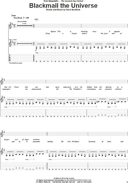 Blackmail The Universe - Guitar TAB, New, Main