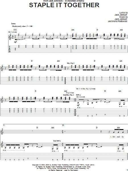 Staple It Together - Guitar TAB, New, Main