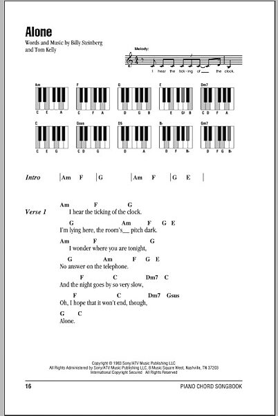 Alone - Piano Chords/Lyrics, New, Main
