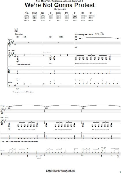 We're Not Gonna Protest - Guitar TAB, New, Main