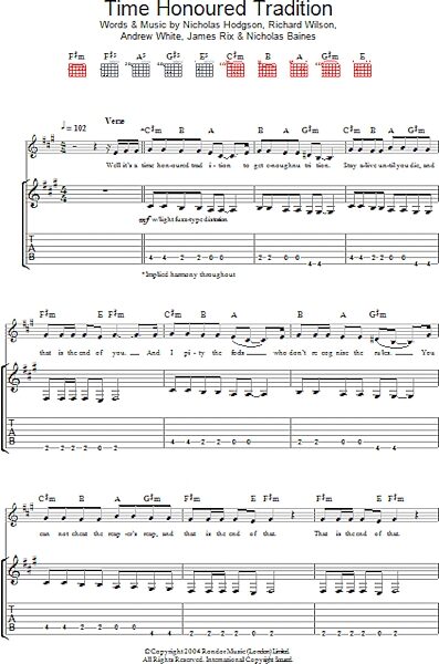 Time Honoured Tradition - Guitar TAB, New, Main
