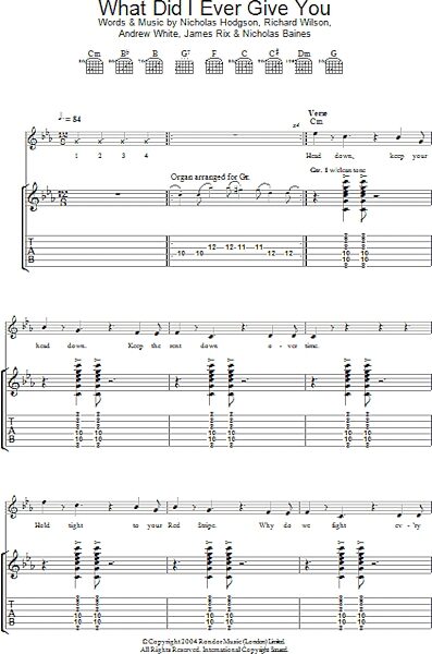 What Did I Ever Give You? - Guitar TAB, New, Main