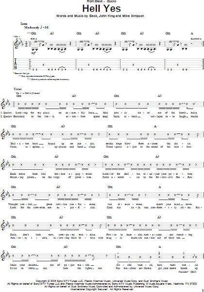 Hell Yes - Guitar TAB, New, Main