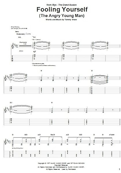 Fooling Yourself (The Angry Young Man) - Guitar TAB, New, Main